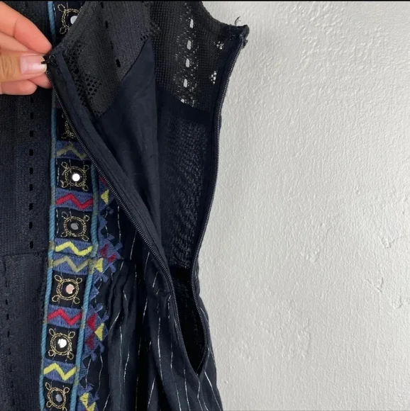 Free People Water Lily Mini Skater Dress Black Size 0 - Picture 6 of 10